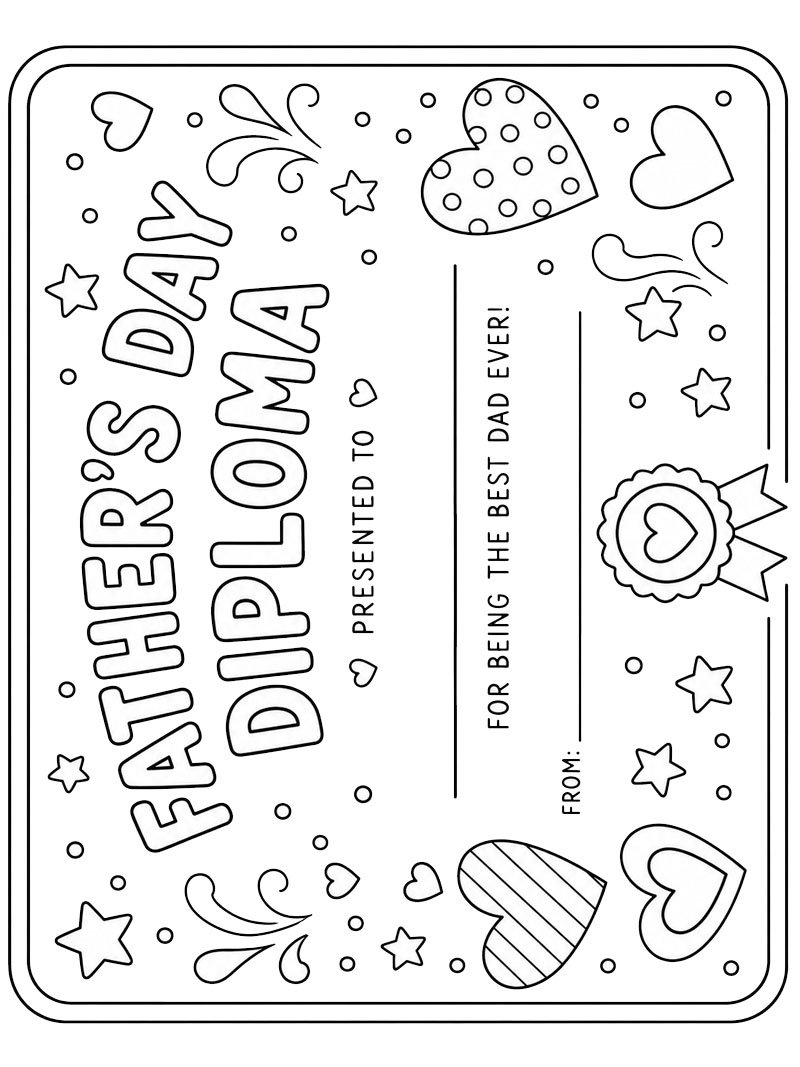 Diploma do Dia dos Pais Desenho para Colorir
