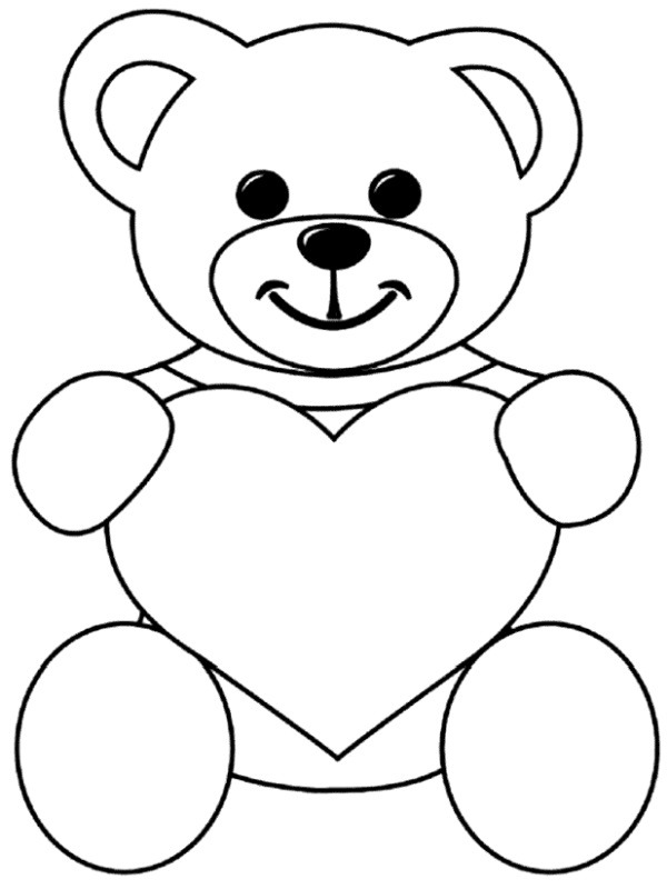 Ursinho de pelúcia de Dia dos Namorados Desenho para Colorir Ursinho de pelúcia de Dia dos Namorados Desenho para Colorir