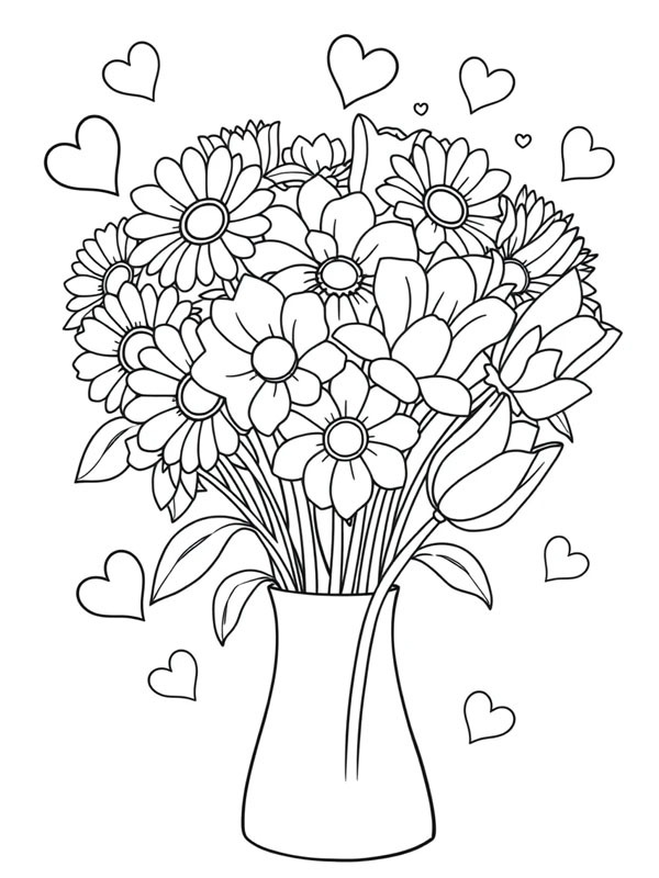 Buquê do Dia dos Namorados Desenho para Colorir Buquê do Dia dos Namorados Desenho para Colorir