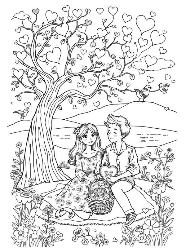 Dia dos Namorados para adultos Desenho para Colorir Dia dos Namorados para adultos Desenho para Colorir