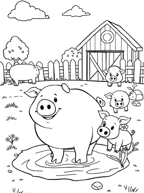 Porcos na fazenda Desenho para Colorir Porcos na fazenda Desenho para Colorir