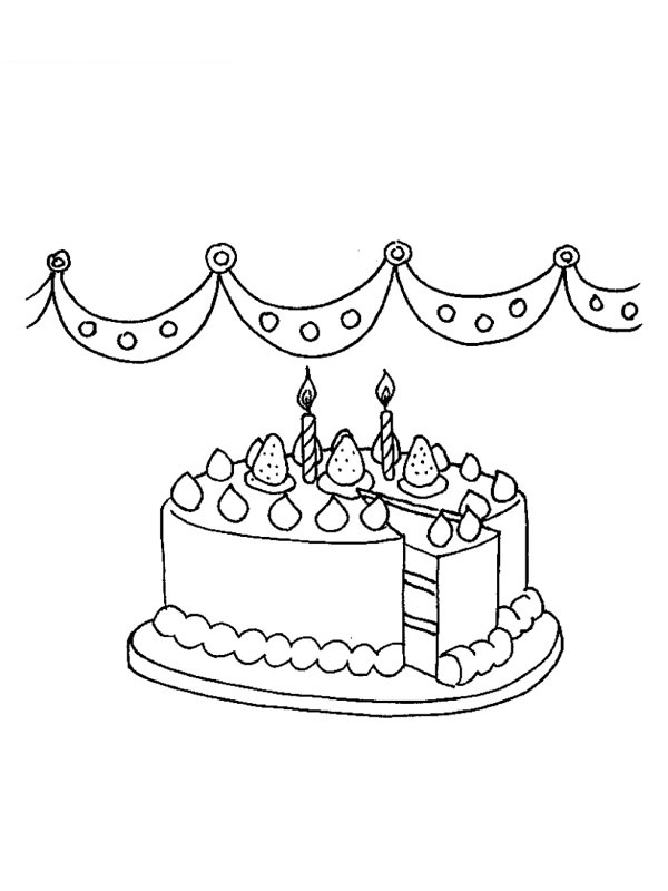 Bolo de aniversário com velas Desenho para Colorir Bolo de aniversário com velas Desenho para Colorir
