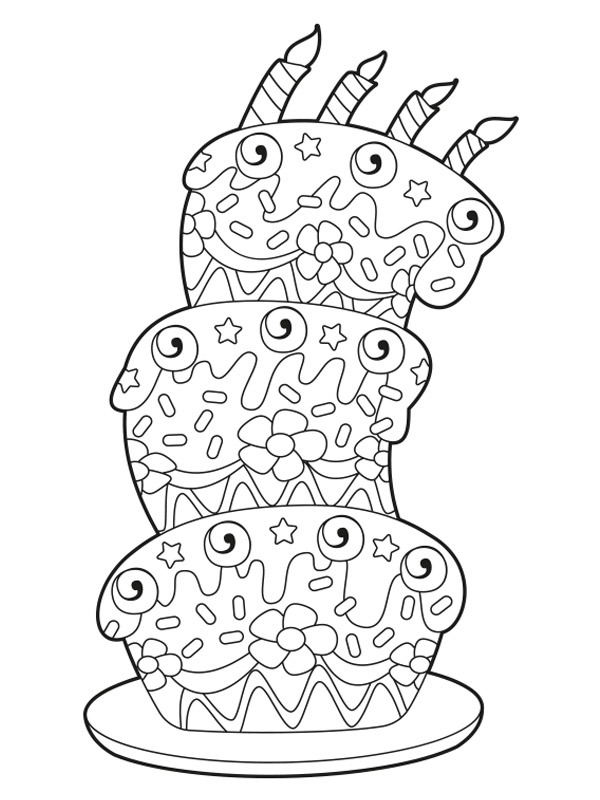 Bolo de aniversário Desenho para Colorir Bolo de aniversário Desenho para Colorir
