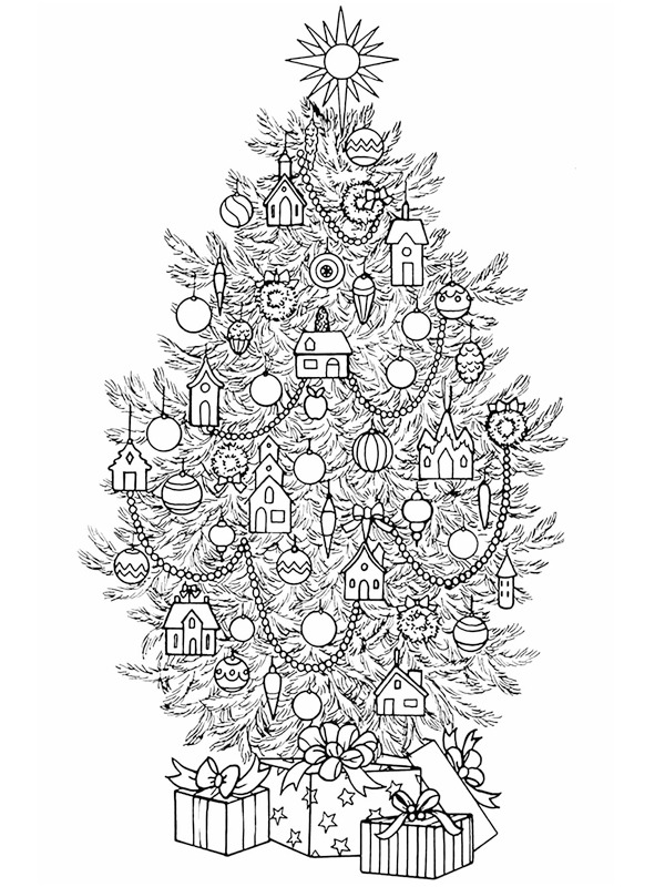 Árvore de Natal decorada Desenho para Colorir Árvore de Natal decorada Desenho para Colorir