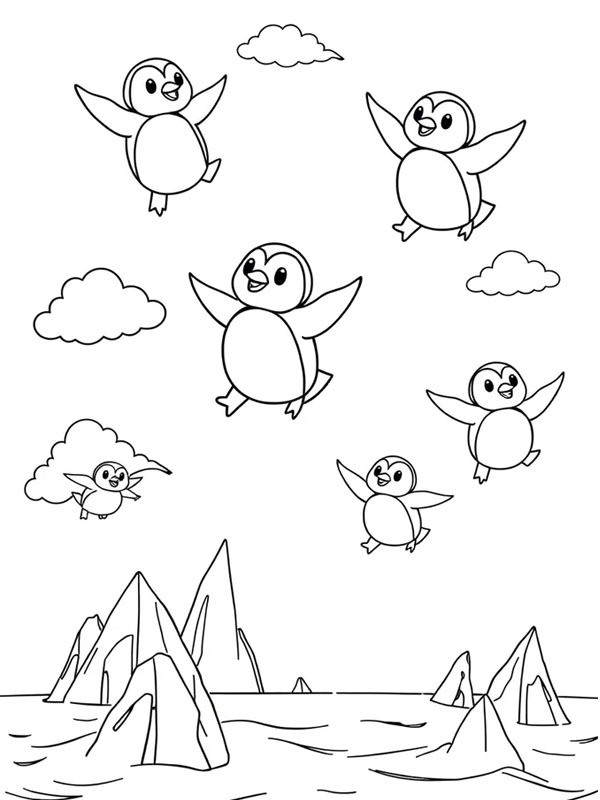 Pinguins voadores Desenho para Colorir Pinguins voadores Desenho para Colorir