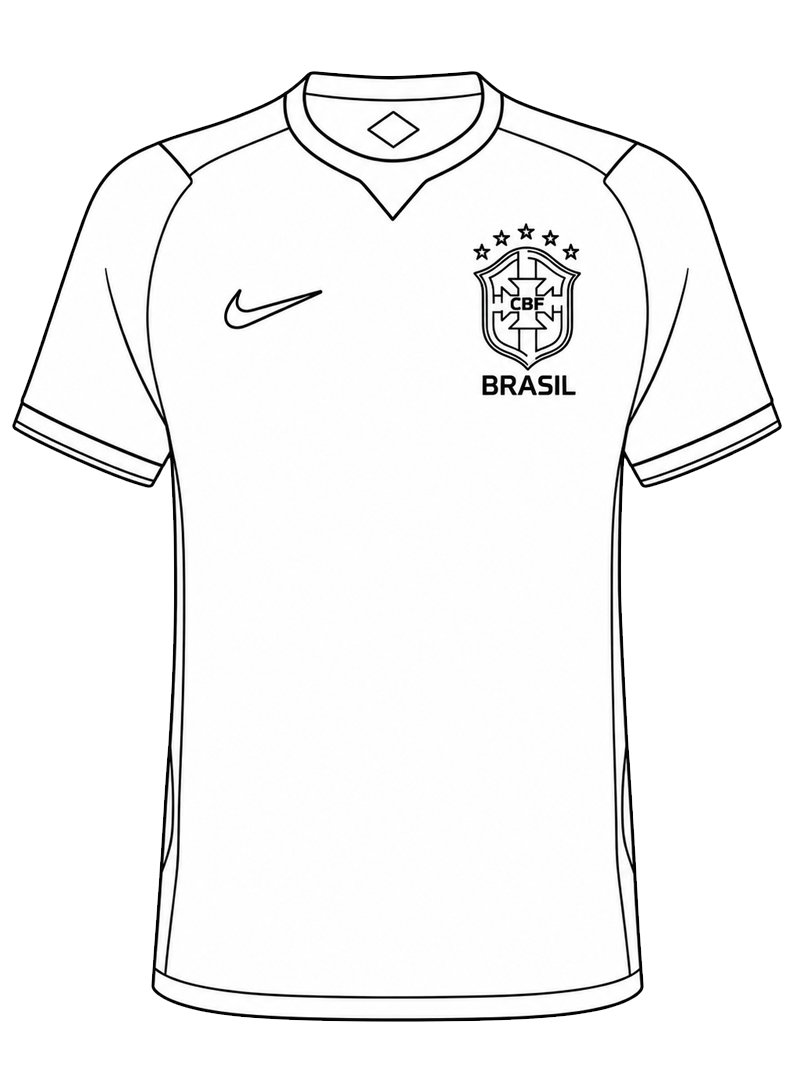 Camisa de Futebol do Brasil Desenho para Colorir Camisa de Futebol do Brasil Desenho para Colorir