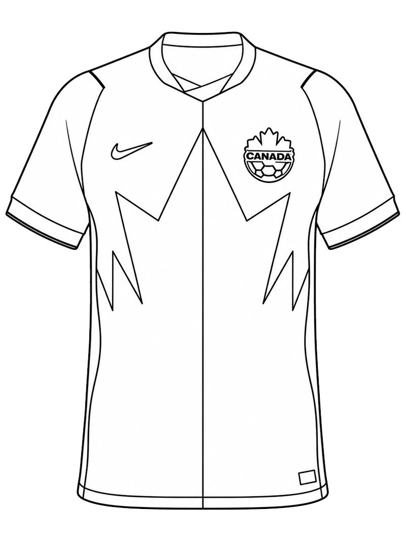 Camisa de Futebol do Canad&aacute; Desenho para Colorir