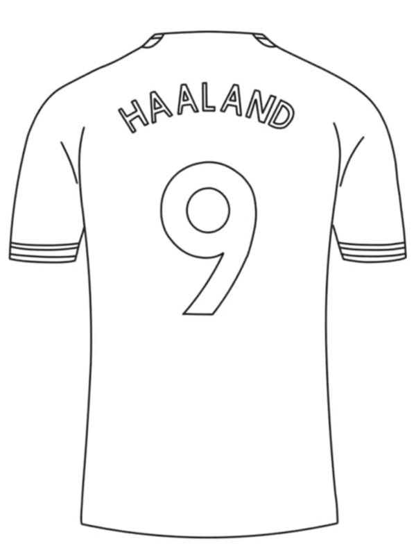 Camisa de futebol do Erling Haaland Desenho para Colorir Camisa de futebol do Erling Haaland Desenho para Colorir