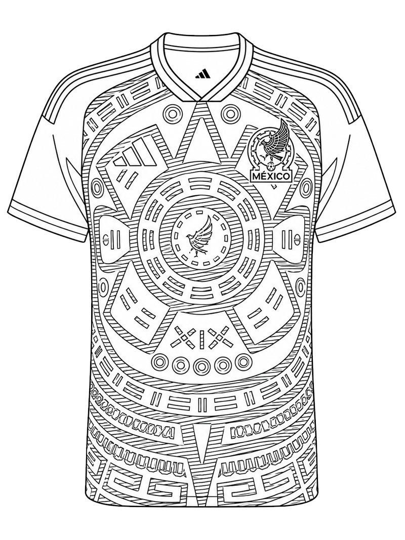 Camisa de Futebol do M&eacute;xico Desenho para Colorir