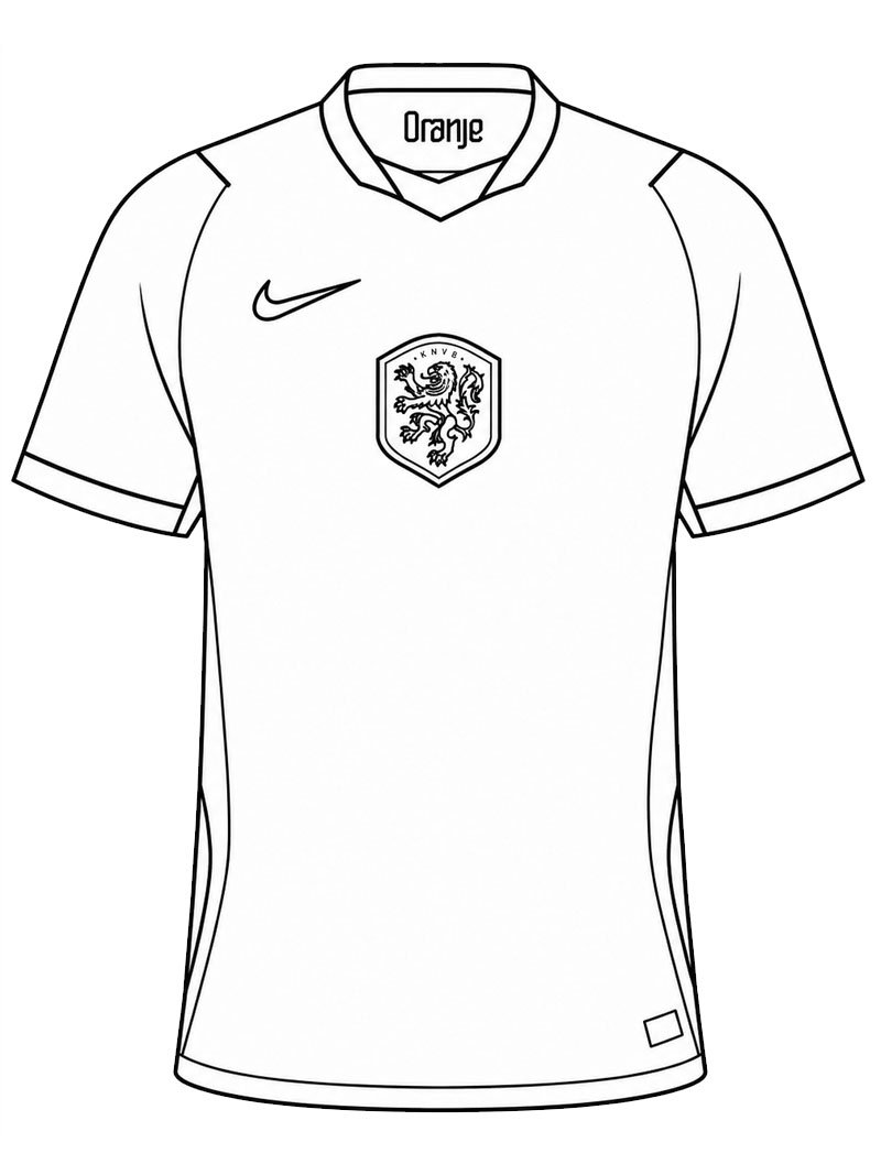 Camisa da seleção neerlandesa de futebol Desenho para Colorir Camisa da seleção neerlandesa de futebol Desenho para Colorir