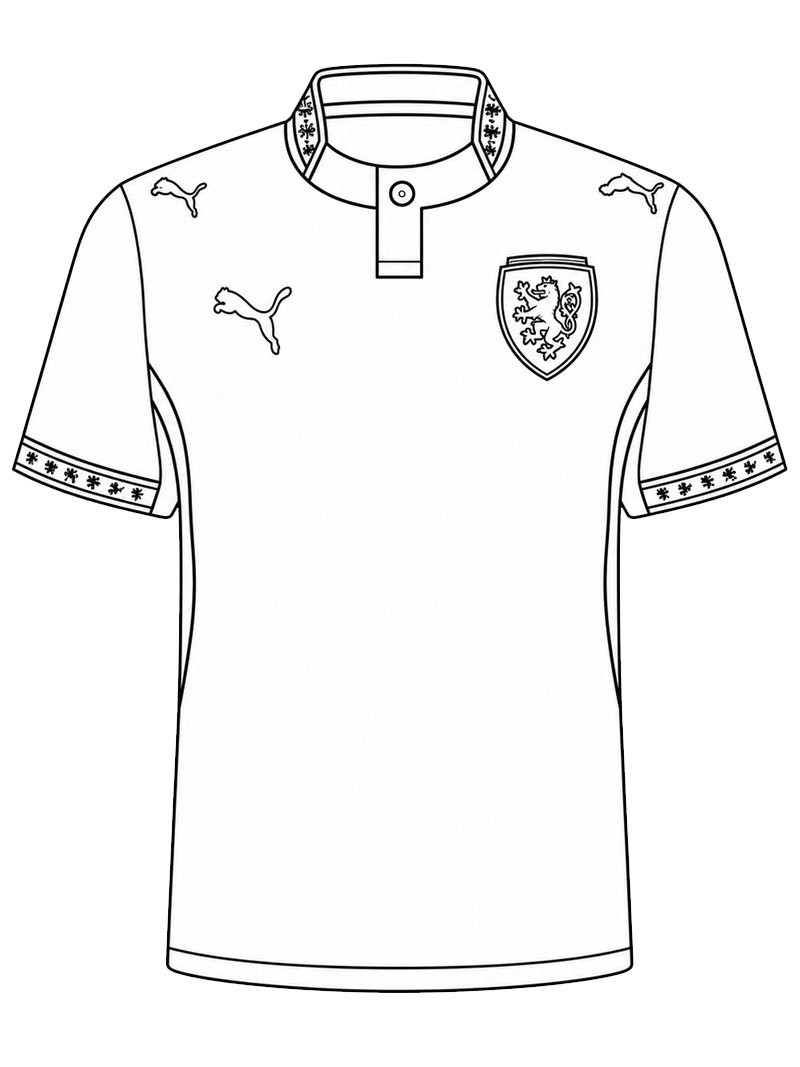 Camisa de Futebol da Rep&uacute;blica Tcheca Desenho para Colorir