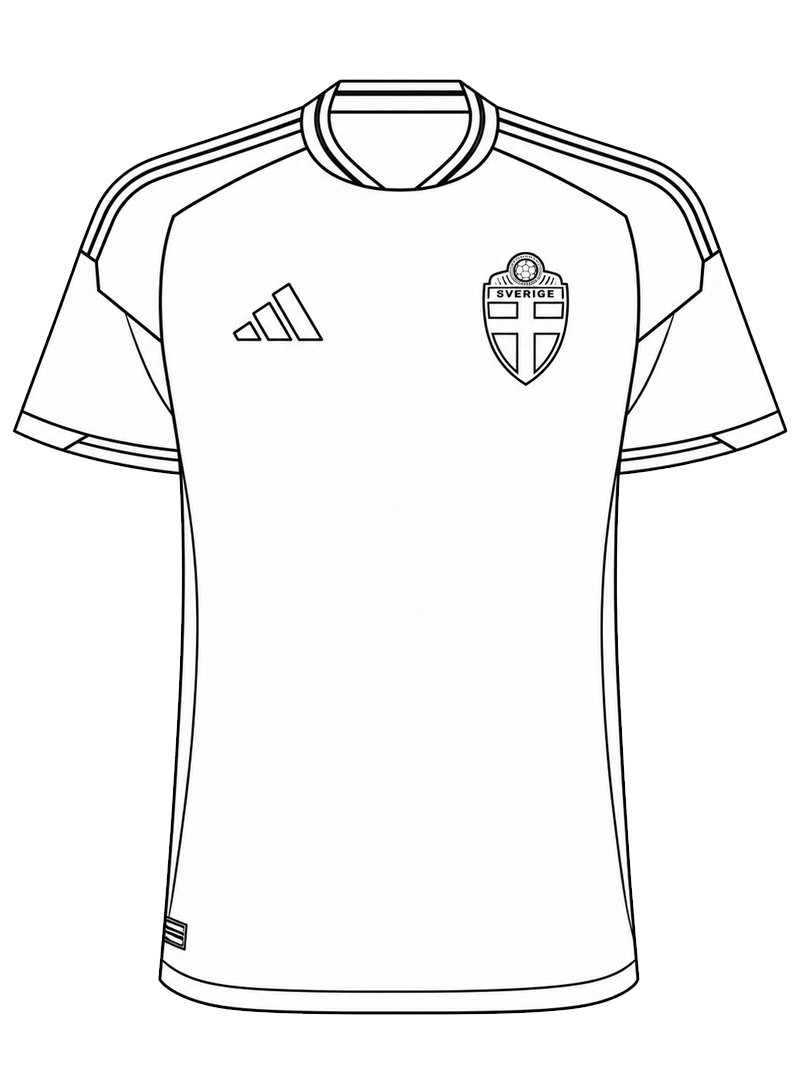 Camisa de futebol da Su&eacute;cia Desenho para Colorir
