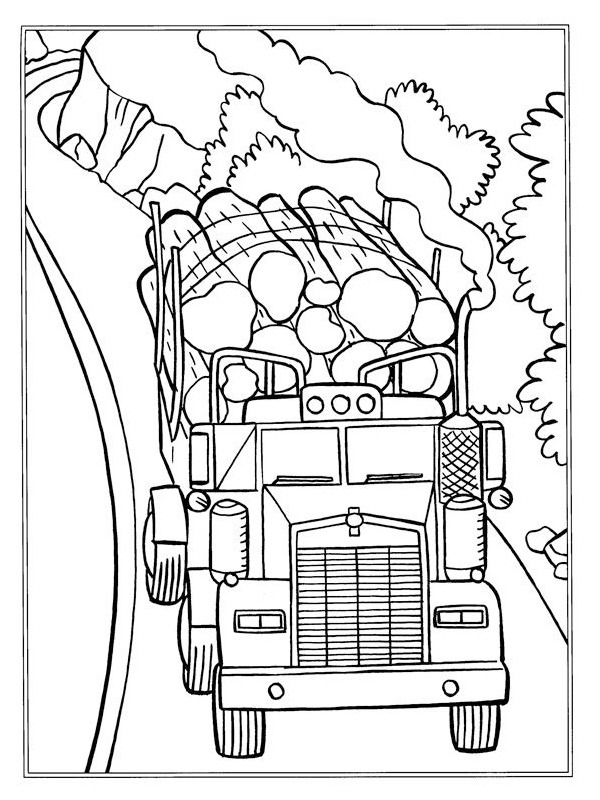 Caminhão com toras Desenho para Colorir Caminhão com toras Desenho para Colorir