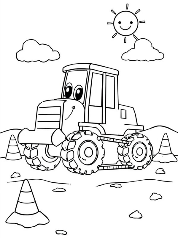 Escavadeira alegre Desenho para Colorir Escavadeira alegre Desenho para Colorir