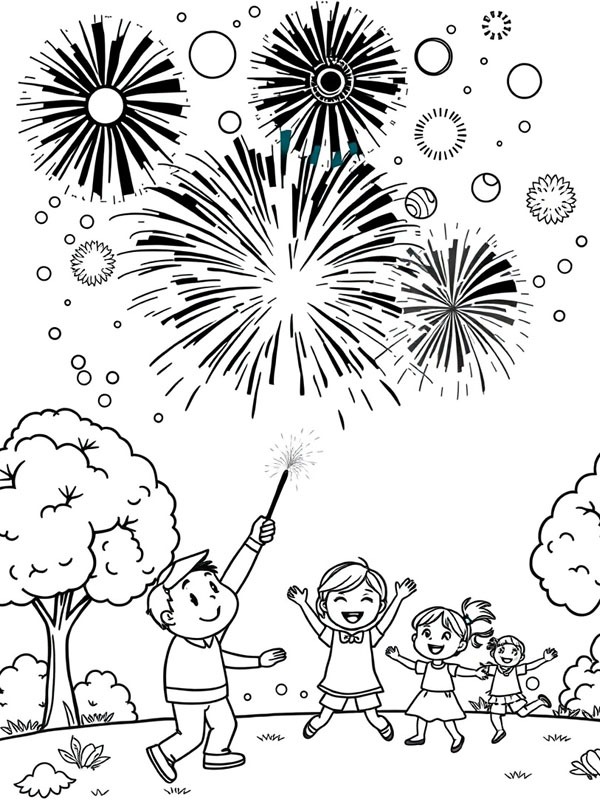 Soltando fogos de artifício Desenho para Colorir Soltando fogos de artifício Desenho para Colorir