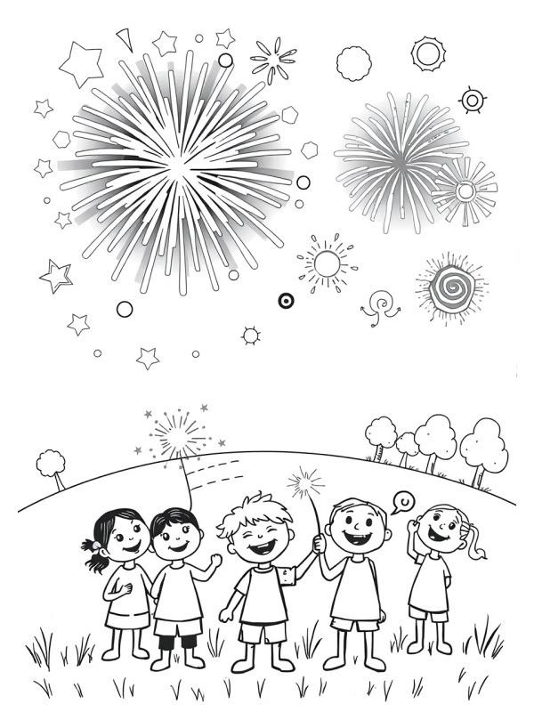 Vendo fogos de artifício Desenho para Colorir Vendo fogos de artifício Desenho para Colorir