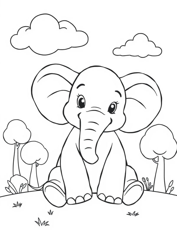 Elefante sentado Desenho para Colorir Elefante sentado Desenho para Colorir