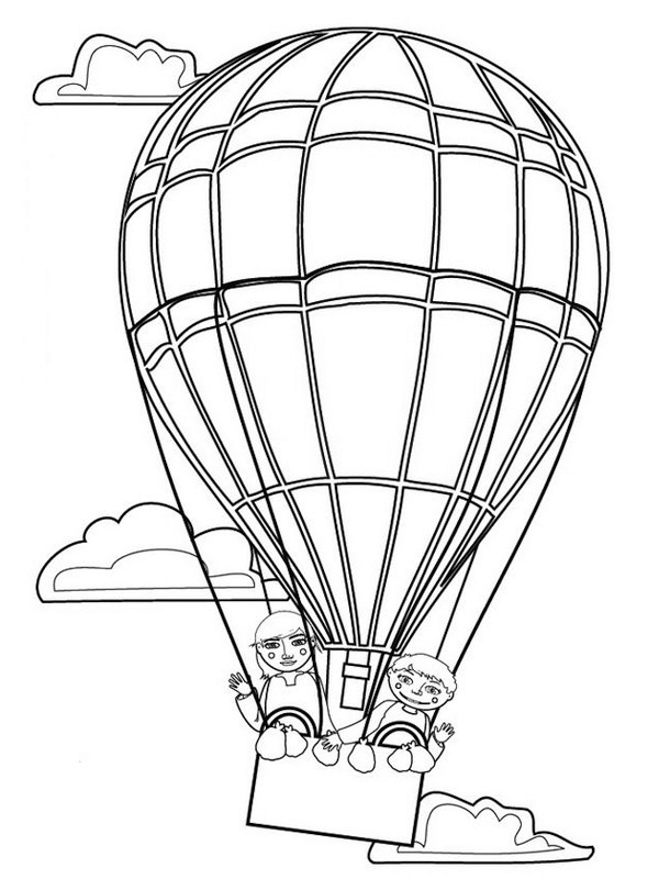 Acenando de um balão de ar quente Desenho para Colorir Acenando de um balão de ar quente Desenho para Colorir