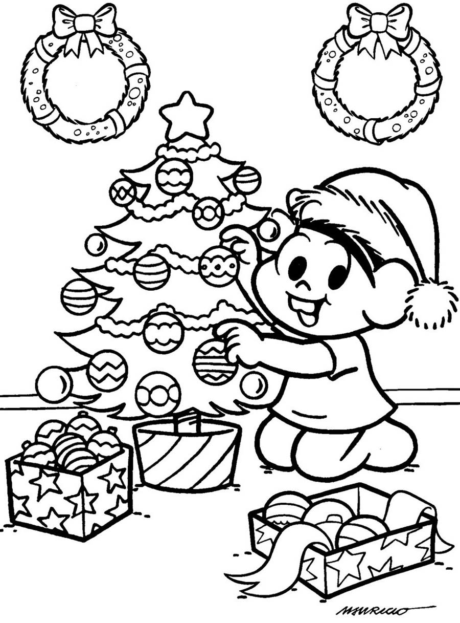 Desenho Árvore de Natal da Mônica - Desenho para Colorir