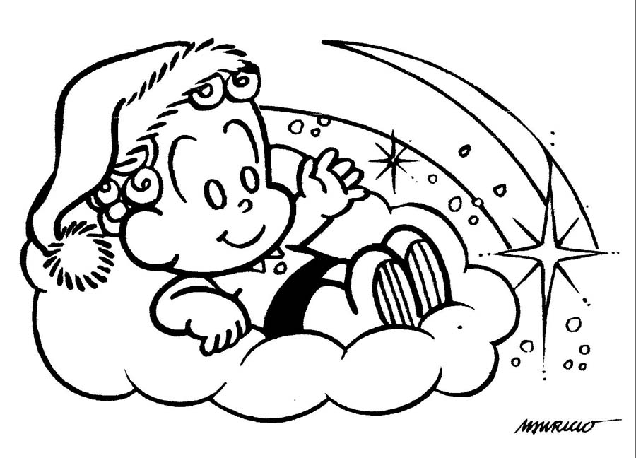 Desenho Anjinho Turma da Mônica Natal - Desenho para Colorir Desenho Anjinho Turma da Mônica Natal - Desenho para Colorir