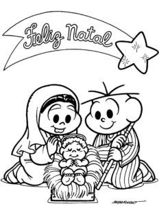 Desenho Feliz Natal Turma da Mônica - Desenho para Colorir