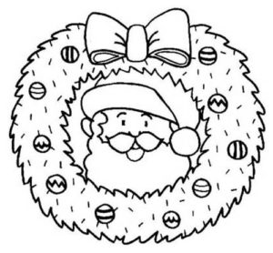 Desenhos para colorir de desenho de uma guirlanda de natal com o papai noel  para colorir 