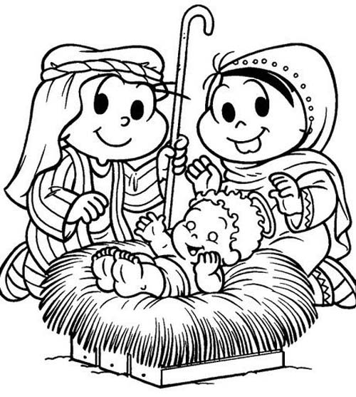 Desenho Presépio da Turma da Mônica - Desenho para Colorir Desenho Presépio da Turma da Mônica - Desenho para Colorir