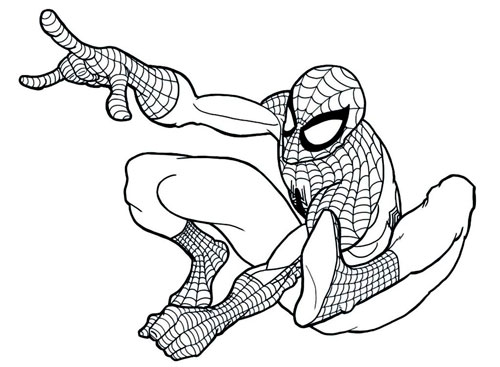 Desenho Homem Aranha Lançando Teia - Desenho para Colorir