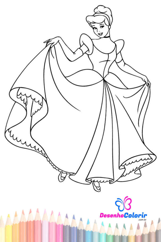 Desenho para Colorir Princesas da Disney - Desenho para Colorir