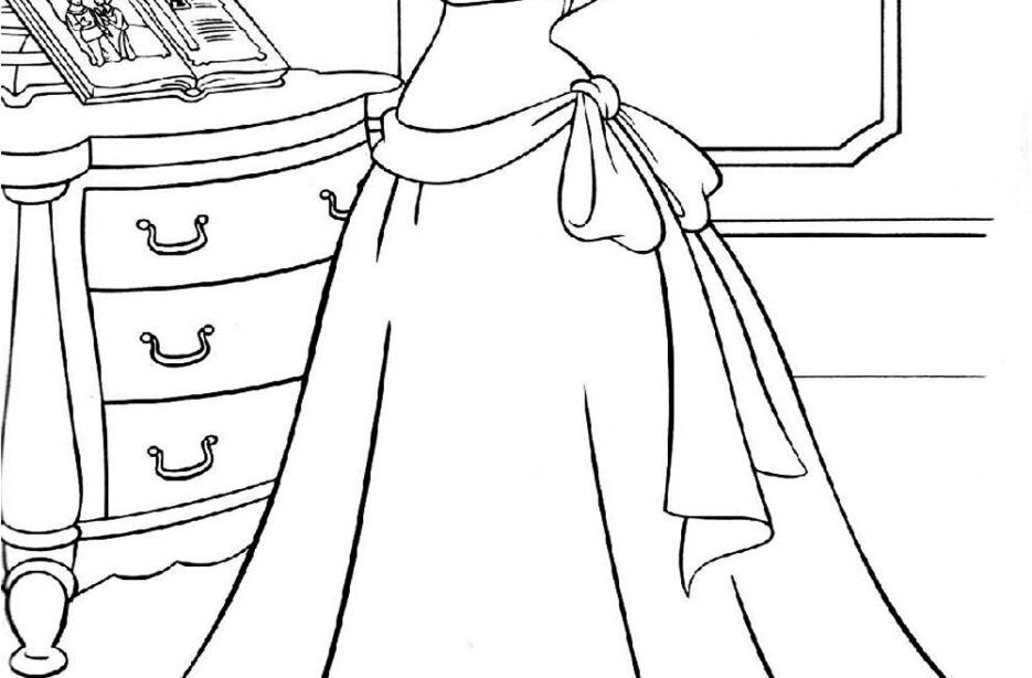 Desenho de princesa linda com coelhinho fofo para colorir para